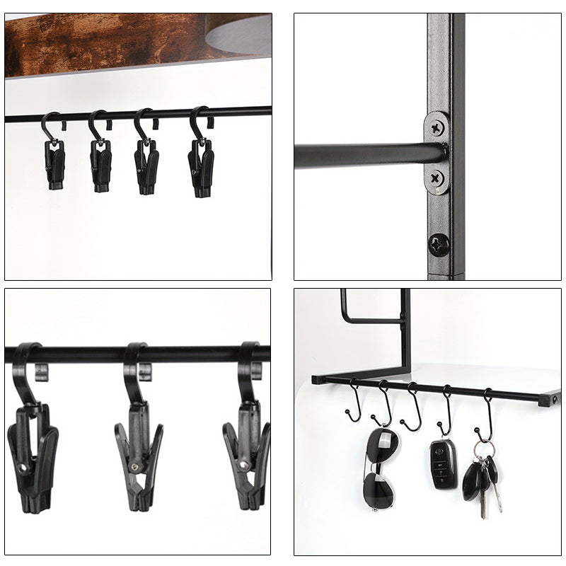 Wooden Motorcycle Helmet Wall Mount, 4 Hat Racks with 4 Helmet Hooks, Wall Display Storage for Bike Gear eprolo