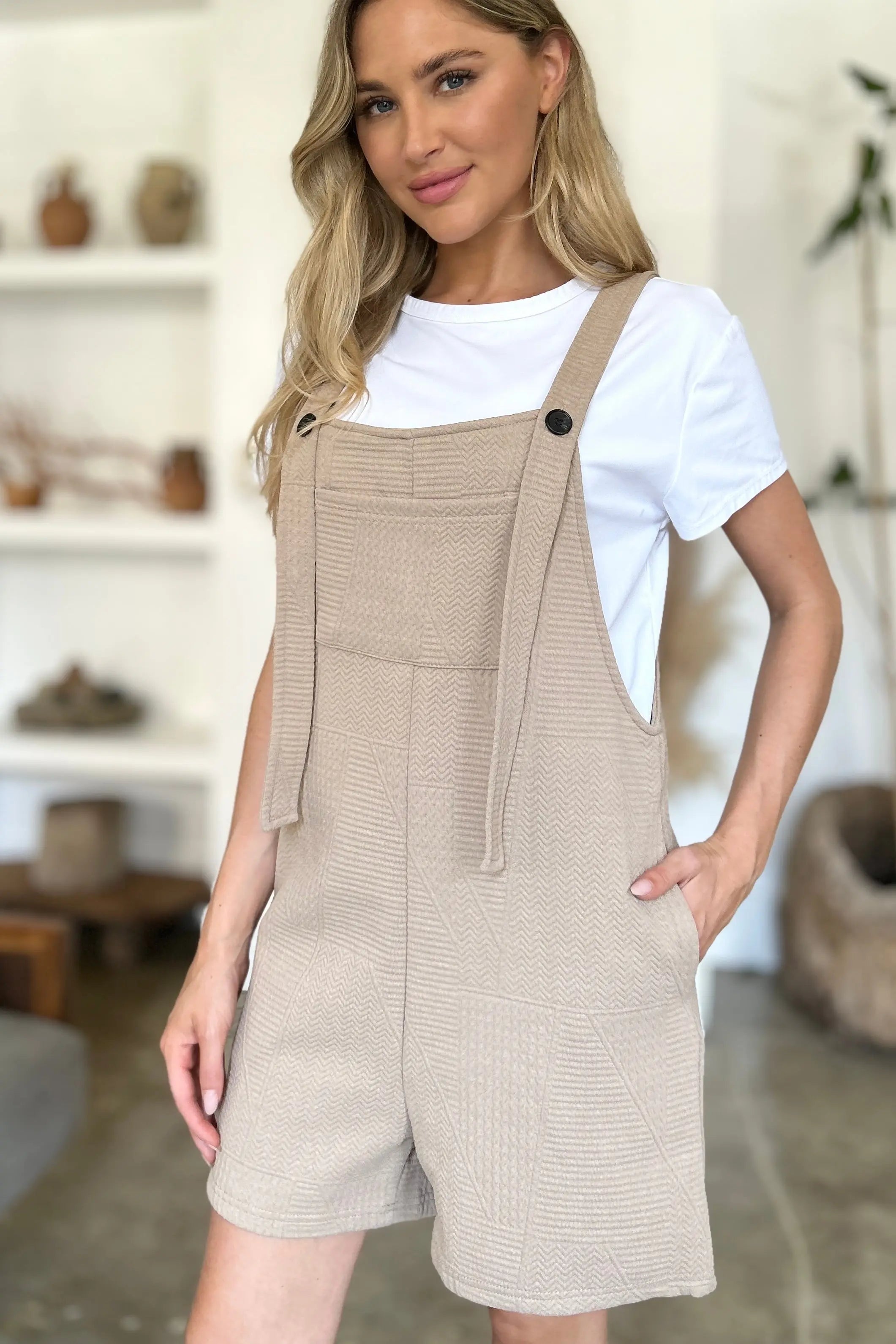 Double Take Full-Size Textured Sleeveless Romper - Whispering Desires Shoppe