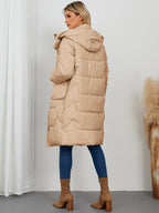 Long Sleeve Longline Hooded Winter Coat - Whispering Desires Shoppe