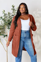 Basic Bae Pocketed Longline Hooded Cardigan - Whispering Desires Shoppe