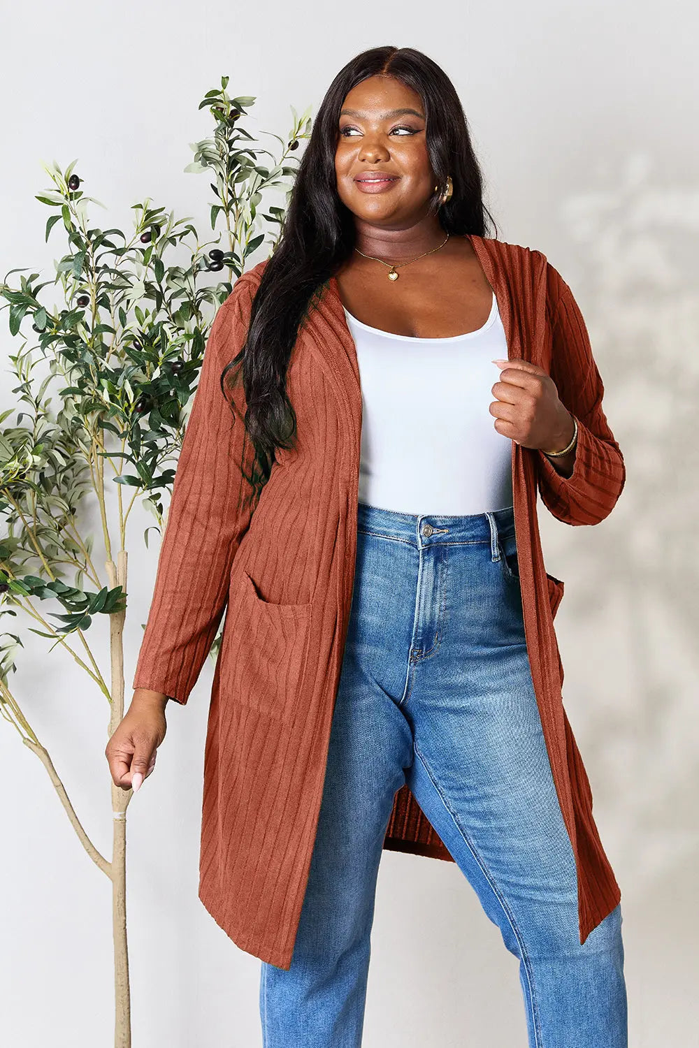 Basic Bae Pocketed Longline Hooded Cardigan - Whispering Desires Shoppe