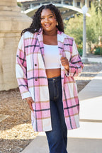 Double Take Full-Size Plaid Lapel Coat - Whispering Desires Shoppe