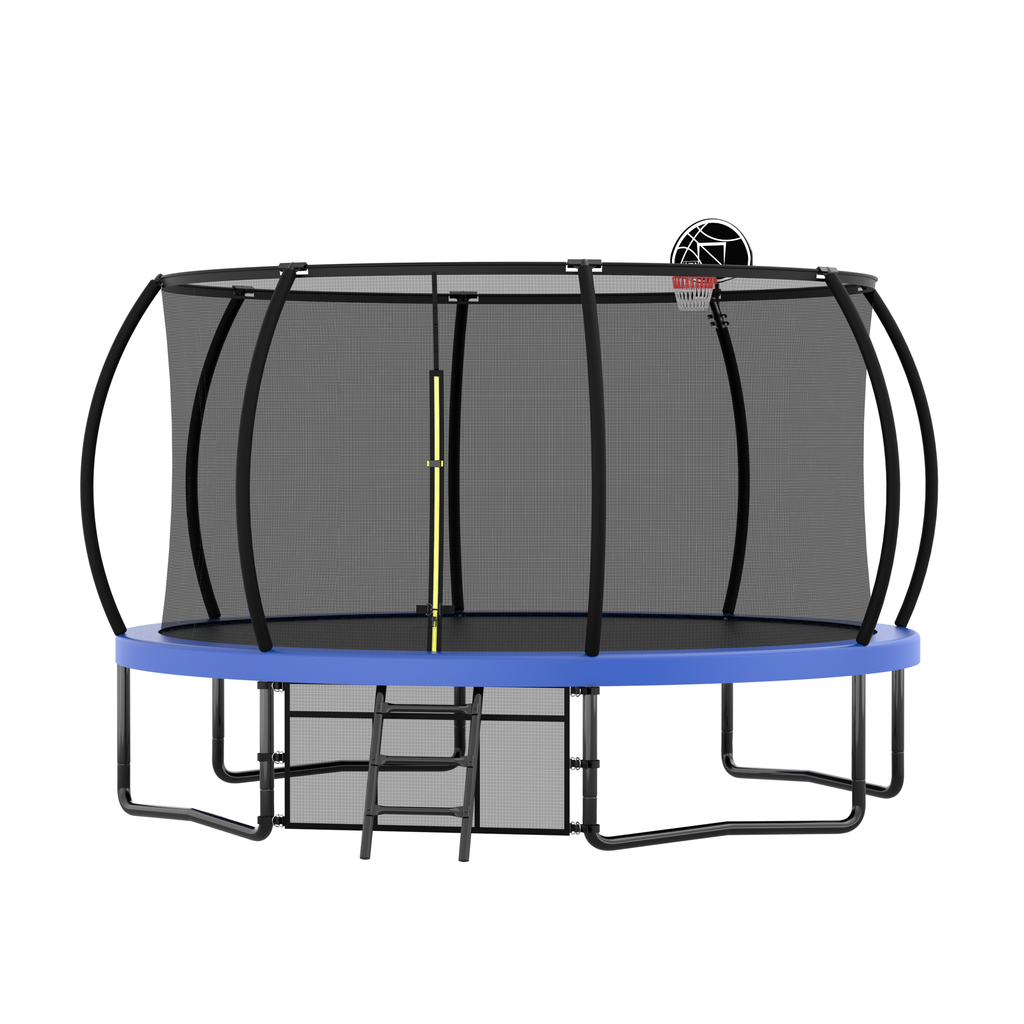 12FT Recreational Kids Trampoline with Safety Enclosure Net & Ladder, Outdoor Recreational Trampolines eprolo