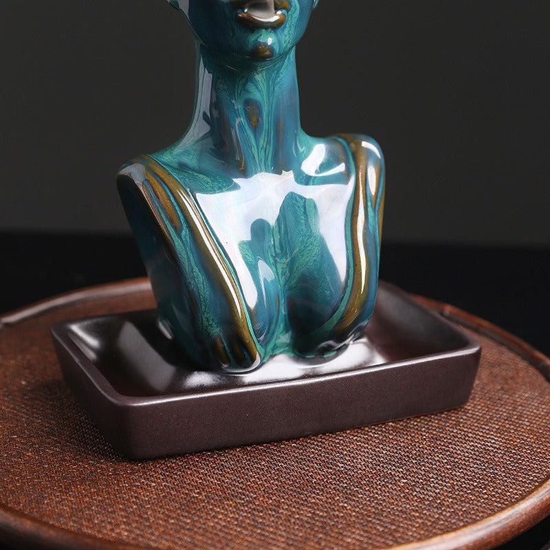 Ceramic Beauty Statue Backflow Incense Burner Creative Beauty Sandalwood Cigarette Backflow Incense Burner Home Decoration eprolo