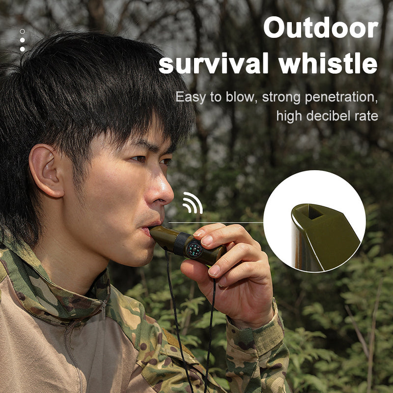 7 in 1 Survival Whistles Survival Whistle Emergency Emergency Whistles with Compass and Thermometer for Outdoor Hiking Camping eprolo