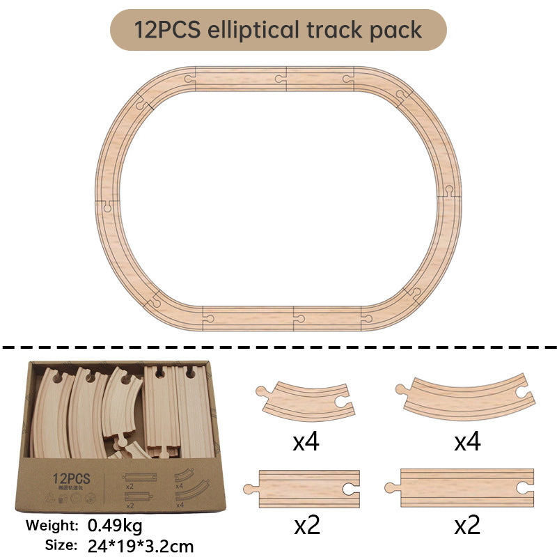 Wooden Train Track Set Toy Early Educational Railway Tracks Accessories Montessori Traffic Wooden Toys for Kids eprolo