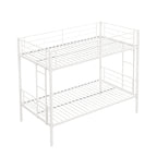 Twin metal bunk beds, metal structure bed frame with safety guardrails and 2 ladders, convertible bunk beds, white eprolo