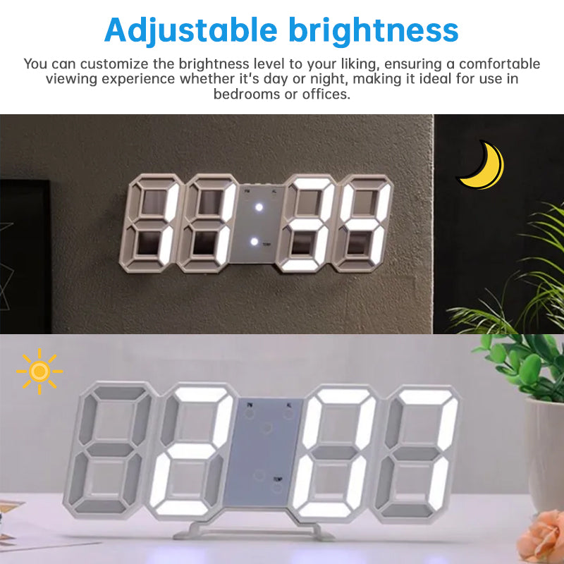 3D LED Digital Alarm Clock with Colorful Display, 12/24 Hour Format for Office, Living Room, Bedroom, Kitchen eprolo
