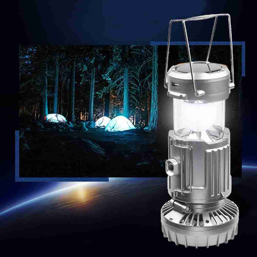 Portable Outdoor LED Camping Lantern With Fan Solar Charge Rechargeable Light Hanging Tent Lamp Fish Flashlight eprolo