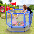 55'' Toddlers Trampoline with Safety Enclosure Net and Balls, Indoor Outdoor Mini Trampoline for Kids eprolo