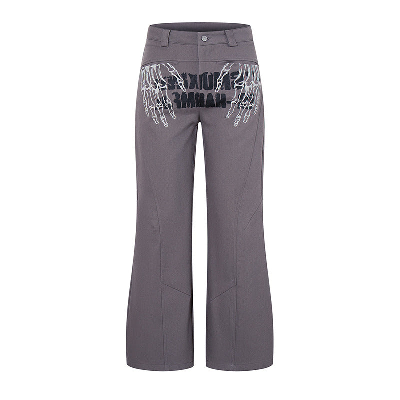 Graffiti Print Flared Casual Pants  Loose Fit Straight Leg Long Pants eprolo
