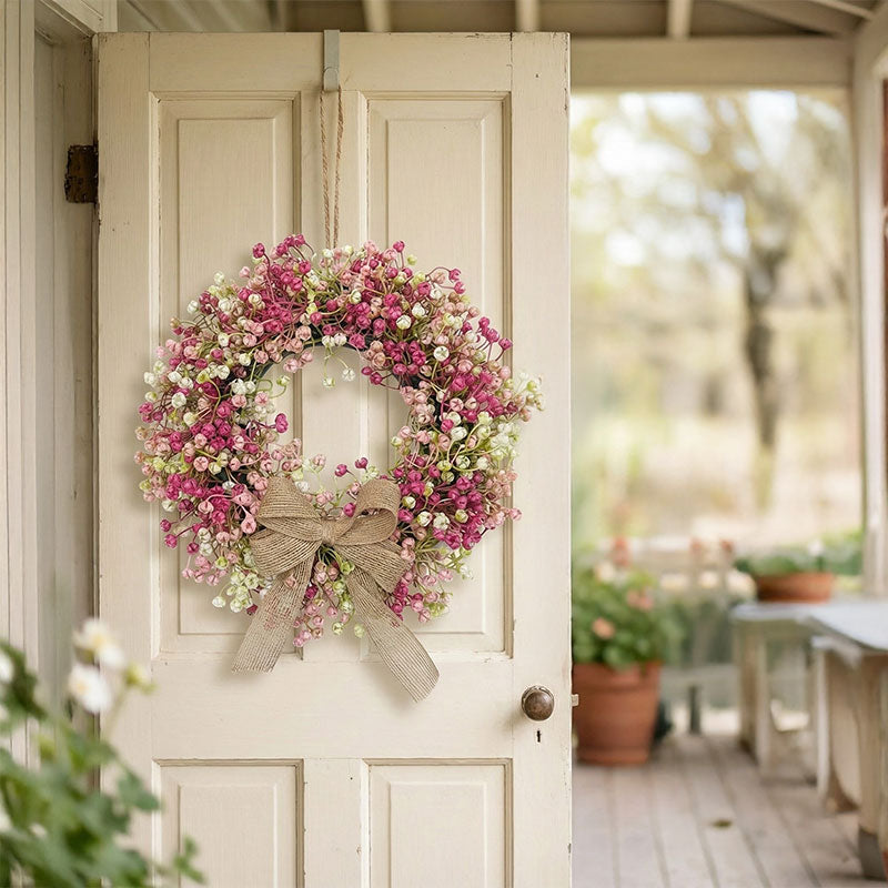 Colorful Eucalyptus Wreath, Realistic Round Handmade Spring Floral Wreath with Bow, Main Door Decoration eprolo