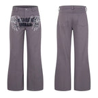 Graffiti Print Flared Casual Pants  Loose Fit Straight Leg Long Pants eprolo
