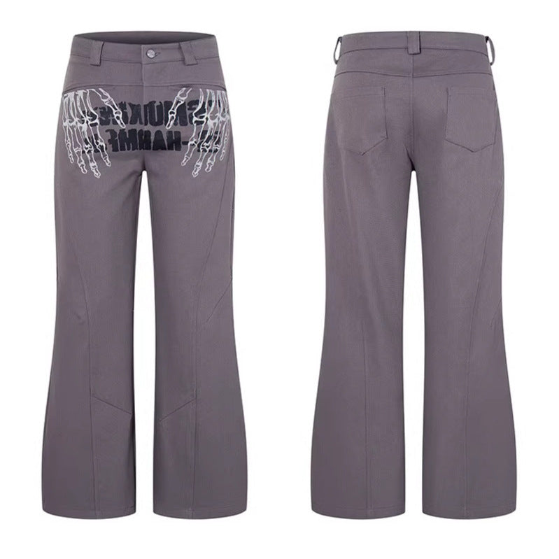 Graffiti Print Flared Casual Pants  Loose Fit Straight Leg Long Pants eprolo