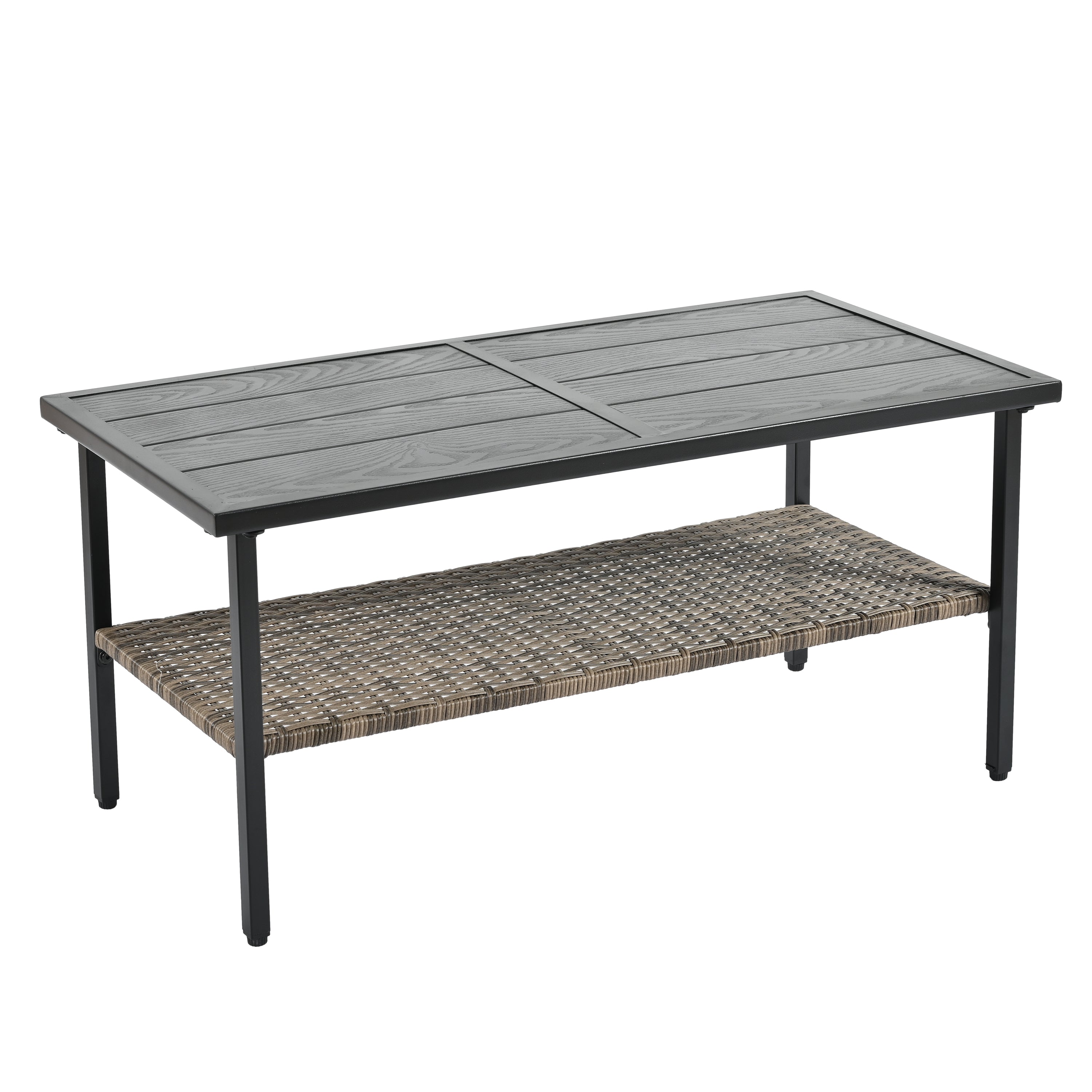 Patio Furniture, Outdoor Furniture, Seasonal PE Wicker Furniture, Four Set Wicker Furniture With Black Metal Table eprolo