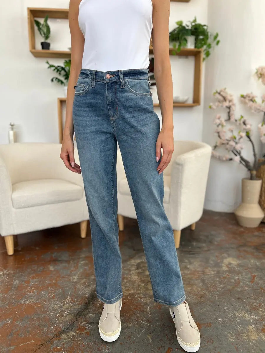 Judy Blue High Waist Straight Jeans — Full Size - Whispering Desires Shoppe