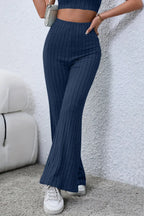 Basic Bae Ribbed High-Waist Flare Pants - Whispering Desires Shoppe