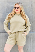 Double Take Textured Long Sleeve Top & Shorts Set - Whispering Desires Shoppe