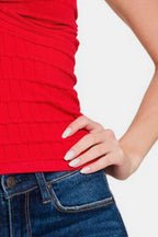 Zenana Ruched Twisted Sweetheart Neck Top - Whispering Desires Shoppe