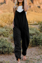 Double Take V-Neck Sleeveless Jumpsuit w/ Pockets - Whispering Desires Shoppe