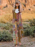 Full-Size Printed V-Neck Sleeveless Jumpsuit with Pockets - Whispering Desires Shoppe
