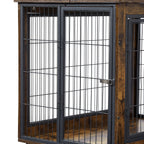 Furniture Style Dog Crate Side Table on Wheels with Double Doors and Lift Top. Rustic Brown, 31.50'' W x 22.05'' D x 25'' H. eprolo