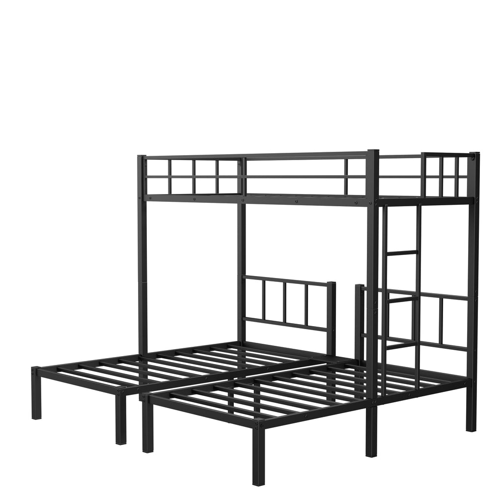 Twin over Twin & Twin Bunk Beds for 3, Twin XL over Twin & Twin Bunk Bed Metal Triple Bunk Bed, Black eprolo
