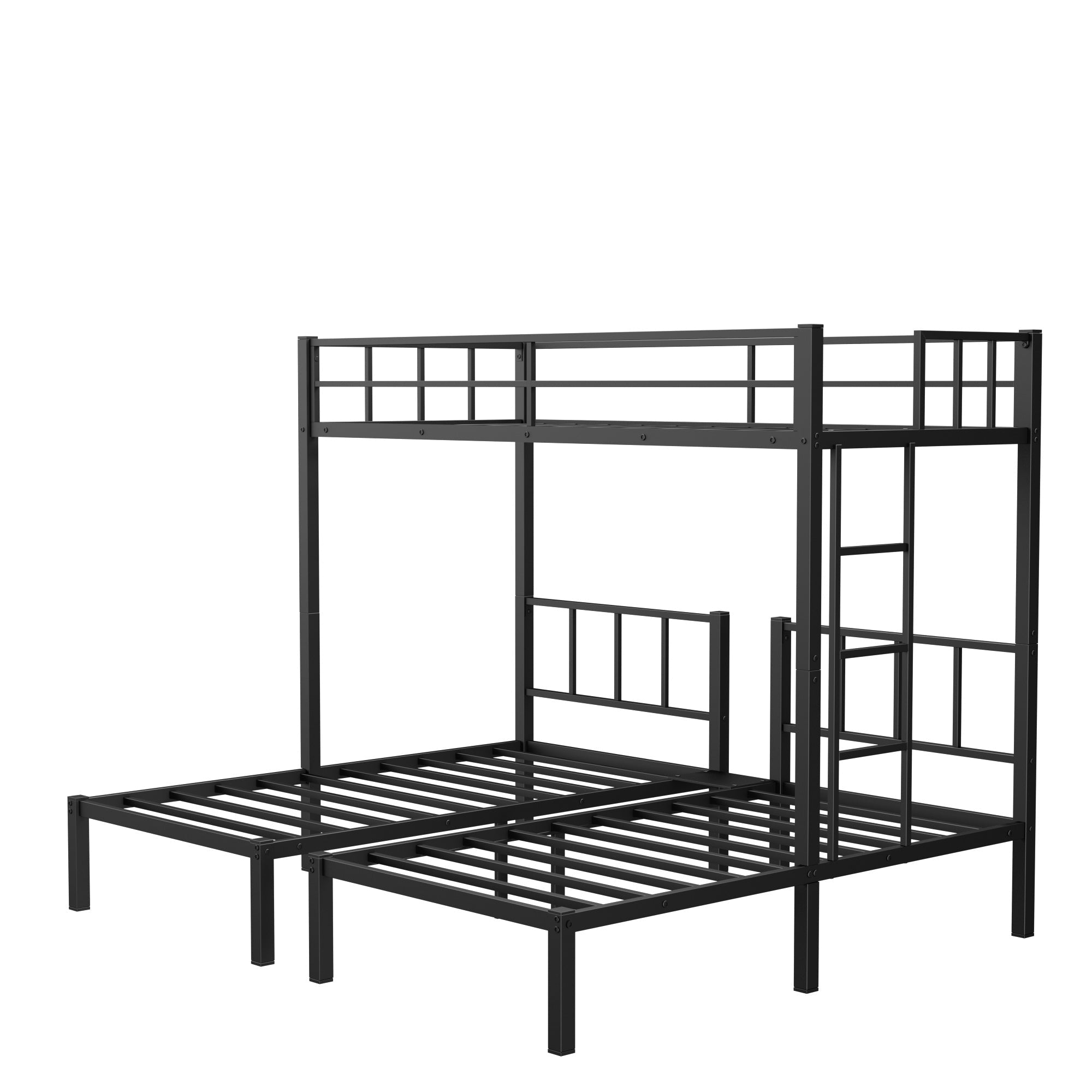 Twin over Twin & Twin Bunk Beds for 3, Twin XL over Twin & Twin Bunk Bed Metal Triple Bunk Bed, Black eprolo