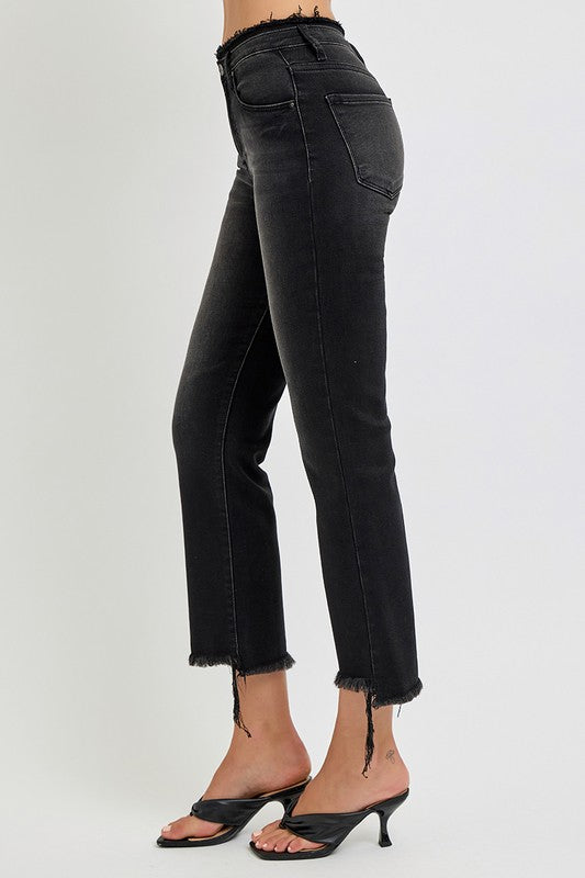RISEN Full Size Raw Hem Cropped Flare Jeans Plus Size - Whispering Desires Shoppe