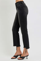 RISEN Full Size Raw Hem Cropped Flare Jeans Plus Size - Whispering Desires Shoppe