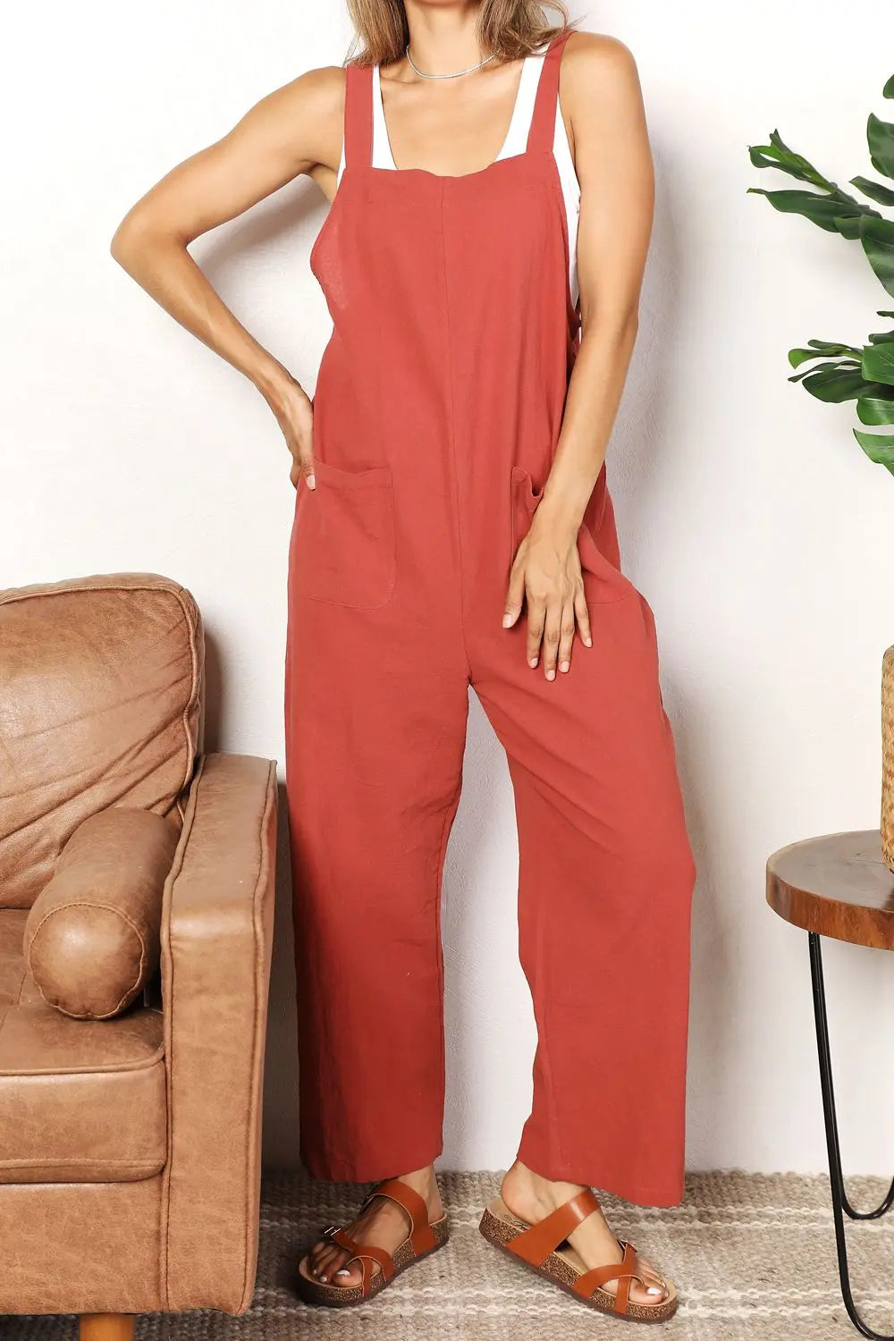 Perfee Wide-Leg Overalls with Front Pockets - Whispering Desires Shoppe