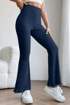 Basic Bae Ribbed High-Waist Flare Pants - Whispering Desires Shoppe