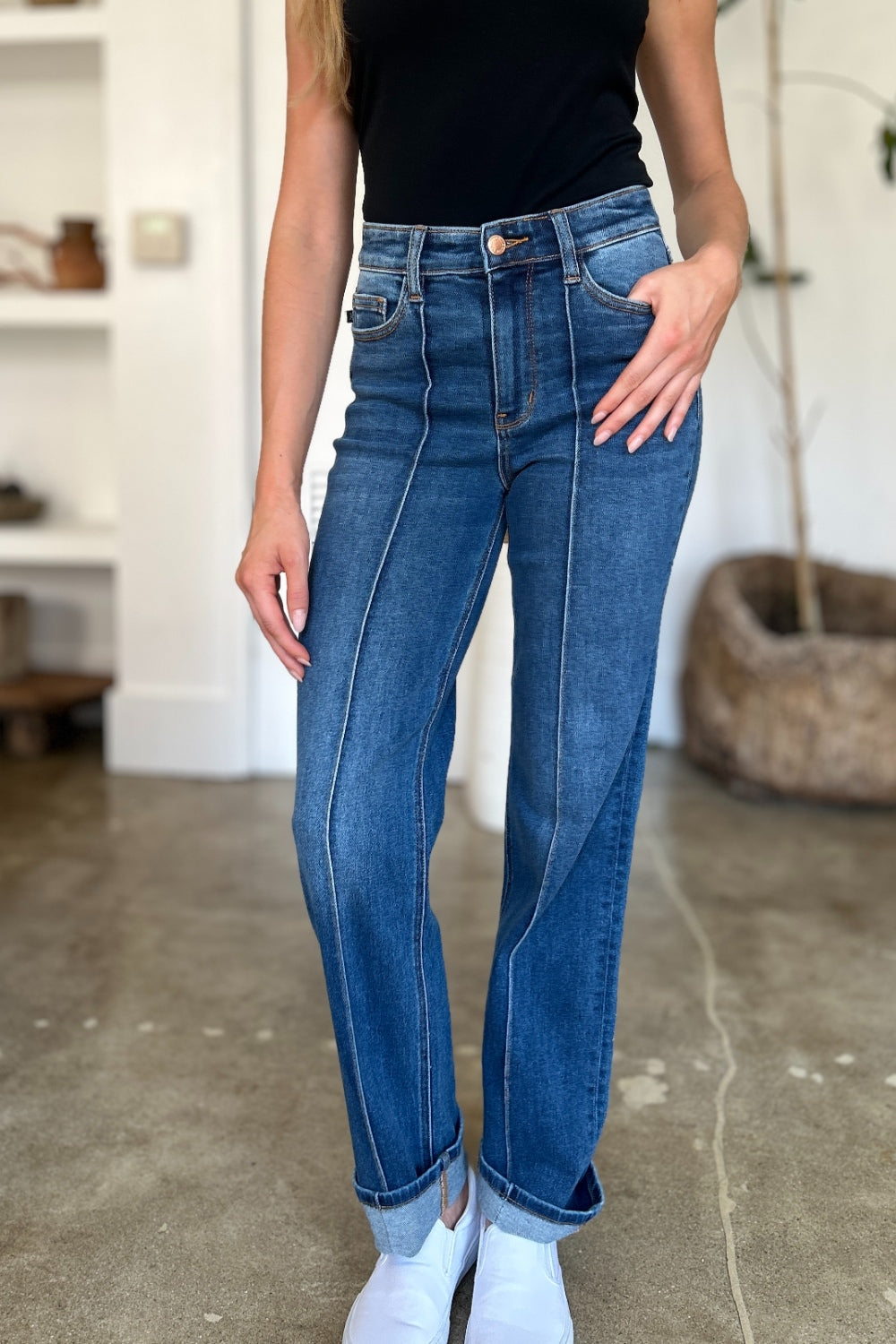 Judy Blue High Waist Front Seam Straight Jeans - Whispering Desires Shoppe