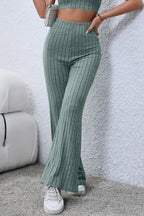 Basic Bae Ribbed High-Waist Flare Pants - Whispering Desires Shoppe