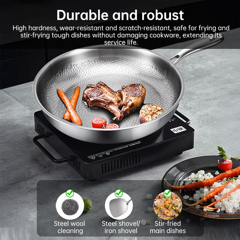 30cm Pure Titanium Nonstick Frying Pan - Coating-Free Patterned Meat Pan, Home Cooking Kitchen Utensil eprolo