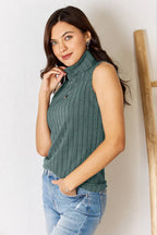 Basic Bae Ribbed Turtleneck Tank — Stretch Knit - Whispering Desires Shoppe