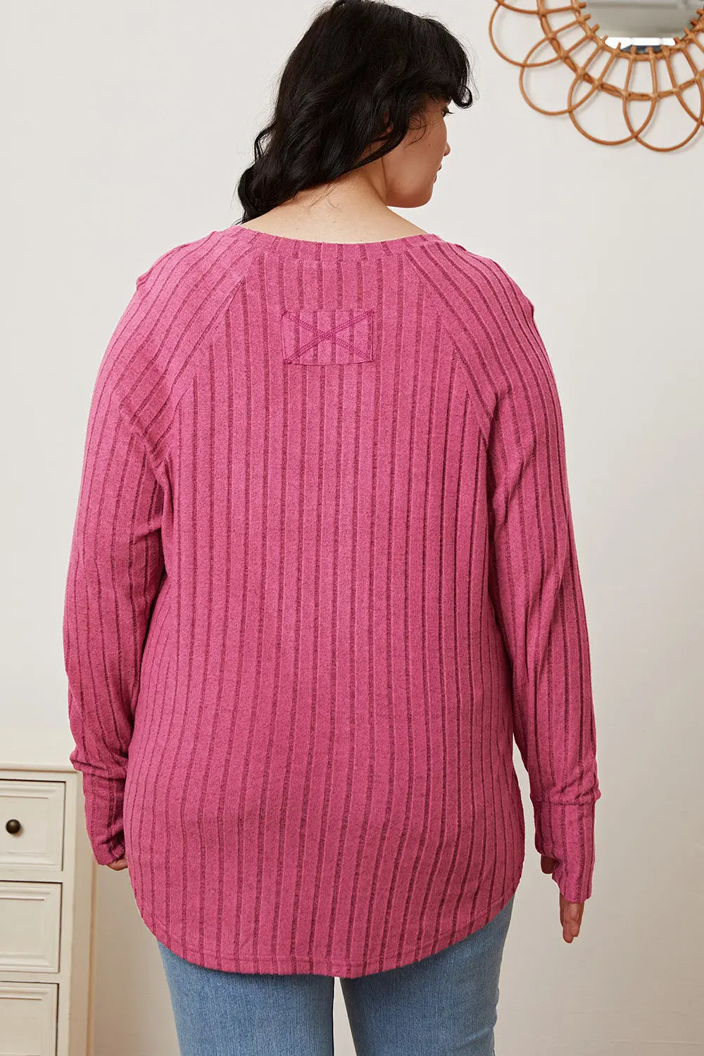 Basic Bae Ribbed Thumbhole Long-Sleeve Tee - Whispering Desires Shoppe