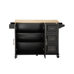 Kitchen Island & Kitchen Cart Mobile Kitehcn Island with Extensible Rubber Wood Table Top eprolo