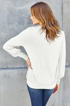 Basic Bae V-Neck Lantern Sleeve Top — Full Sizes - Whispering Desires Shoppe
