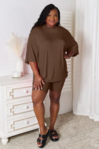 Basic Bae Soft Rayon 3/4 Sleeve Top & Shorts Set - Whispering Desires Shoppe
