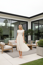 Zenana Woven Smocked Ruffle Sleeve Midi Dress | Tiered A-Line Style Trendsi