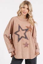 Mittoshop Mineral Wash Star Patch Long Sleeve T-Shirt - Whispering Desires Shoppe