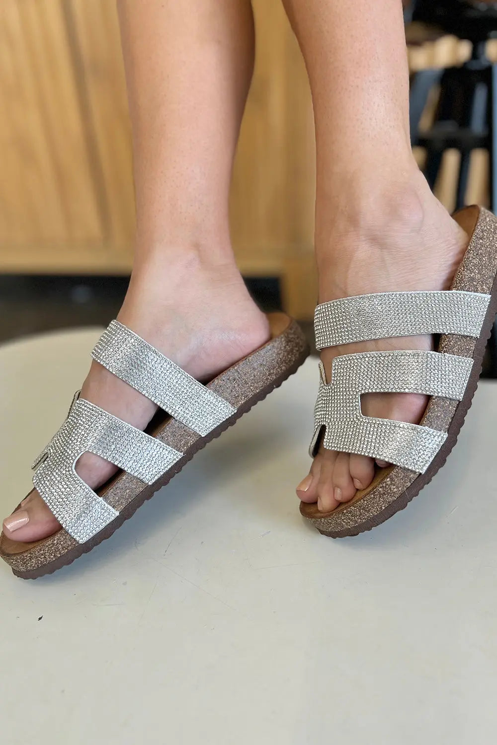 Forever Link Rhinestone Open-Toe Sandals - Whispering Desires Shoppe