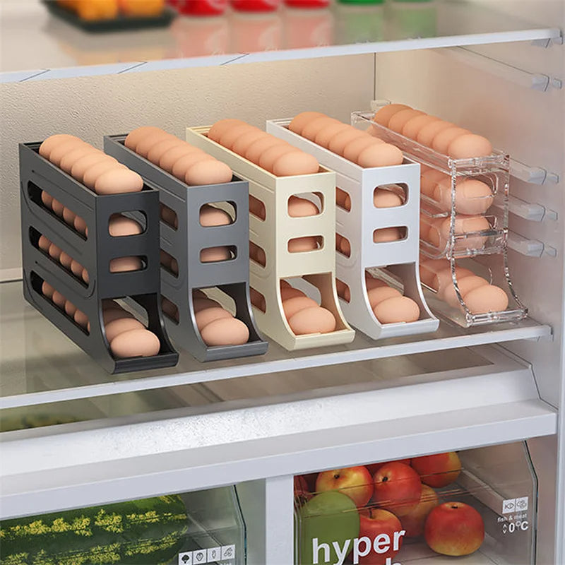 Refrigerator Egg Storage Box Automatic Scrolling Egg Holder Kitchen Large Capacity Dedicated Rolling Egg Storage Box for Kitchen eprolo