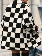 Double Take Checkered Button-Front Coat with Pockets - Whispering Desires Shoppe