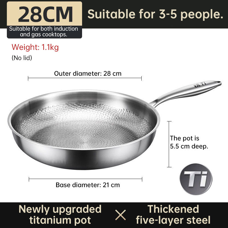 30cm Pure Titanium Nonstick Frying Pan - Coating-Free Patterned Meat Pan, Home Cooking Kitchen Utensil eprolo