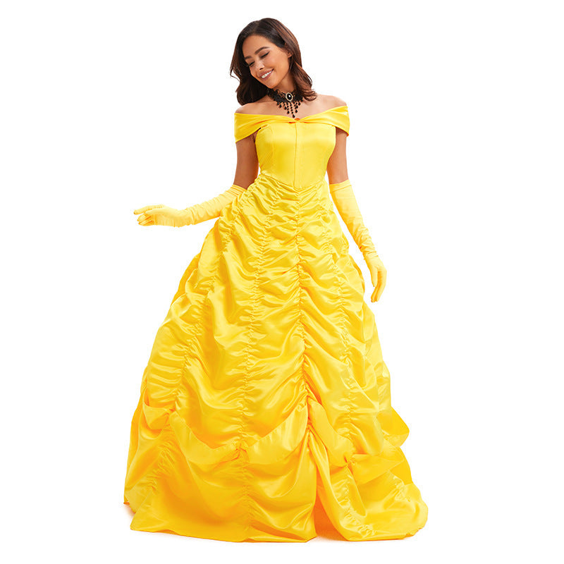 Beauty and the Beast Belle Princess Dress Cosplay Yellow Belle Costume for Women eprolo