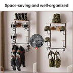 Wooden Motorcycle Helmet Wall Mount, 4 Hat Racks with 4 Helmet Hooks, Wall Display Storage for Bike Gear eprolo