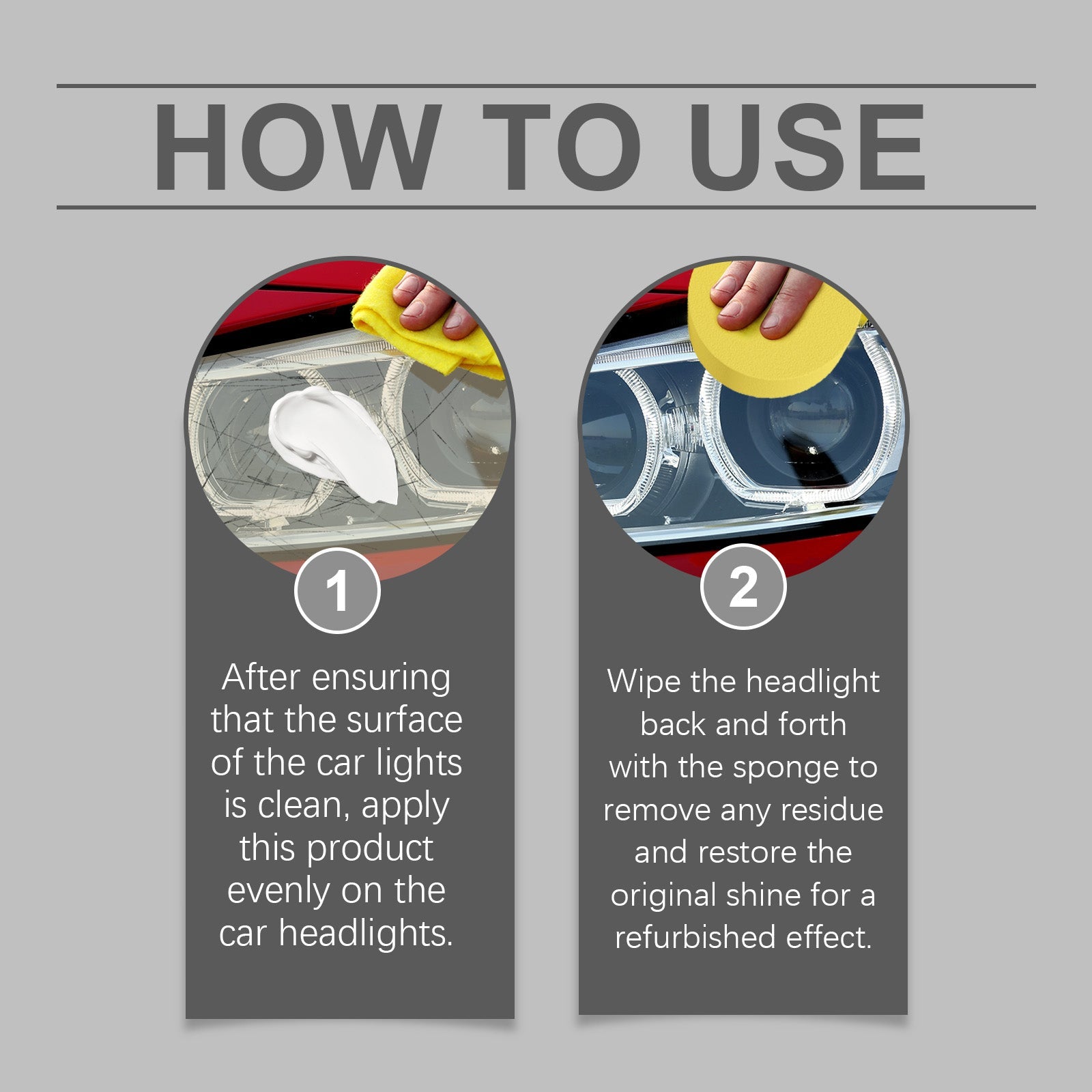 Homonth Car Headlight Repair Kit, Car Bright Retreading Agent, Light Scratch Yellow Retreading Crystal Plating Agent eprolo