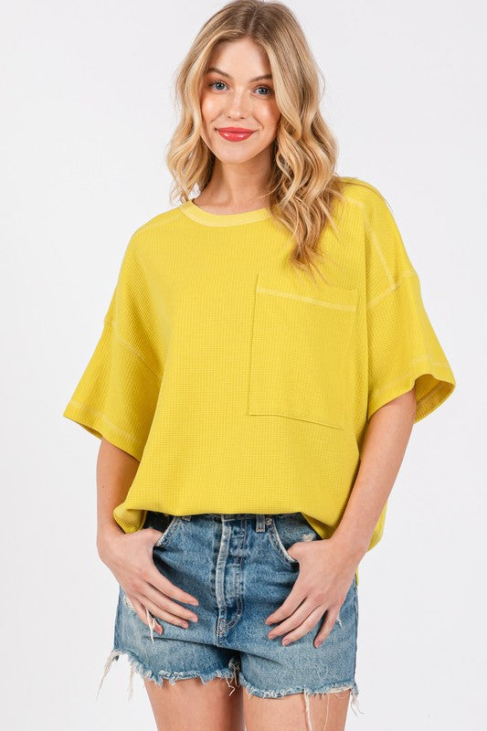 Cesfemme Textured Drop Shoulder T-Shirt - Whispering Desires Shoppe